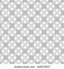 Seamless pattern. Stylish geometric texture with intersecting circles and rhombues. Monochrome. Backdrop. Web. Vector illustration