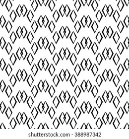 Seamless pattern. Stylish geometric texture with lines. Repeating rhombuses. Monochrome. Backdrop. Web. Vector illustration for your design