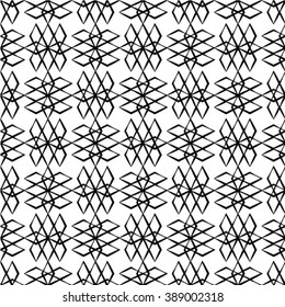 Seamless pattern. Stylish geometric texture with lines. Repeating rhombuses and crosses. Monochrome. Backdrop. Web. Vector illustration for your design