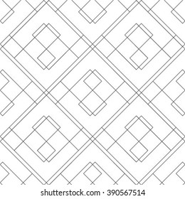 Seamless pattern. Stylish geometric texture with thin lines. Repeating rhombuses and crosses. Monochrome. Backdrop. Web. Vector illustration for your design
