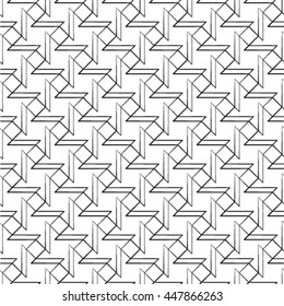 Seamless pattern. Stylish geometric texture with thin lines. Repeating rhombuses and crosses. Monochrome. Backdrop. Web. Vector illustration for your design