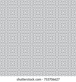 Seamless pattern. Stylish geometric texture. Modern linear ornament. Regularly repeating thin broken line grids with triangles, polygons, hexagons, rhombuses, difficult polygonal outline shapes
