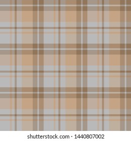 Seamless pattern in stylish grey and light brown colors for plaid, fabric, textile, clothes, tablecloth and other things. Vector image. 