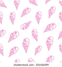Seamless pattern. Stylish hand drawn ice cream doodle.