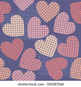 Seamless pattern with stylish  hearts on Valentine's day. 
Vector template can be used for design fabric.