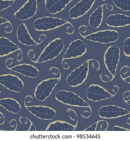 Seamless Pattern with Stylish Leaf Outlines. Vector Background