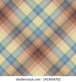 Seamless pattern in stylish light yellow, dark blue, beige and brown colors for plaid, fabric, textile, clothes, tablecloth and other things. Vector image. 2