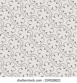 Seamless pattern with stylish lines and curls in gray tones.