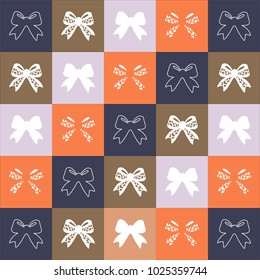 Seamless pattern with stylish little bows