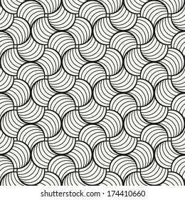 Seamless pattern. Stylish monochrome ornament. Geometric background with arches. Vector repeating texture