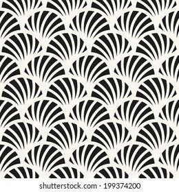 Seamless pattern. Stylish monochrome ornament. Geometric background with arches. Vector repeating texture