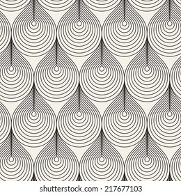 Seamless pattern. Stylish monochrome ornament. Geometric background with scales. Vector repeating texture