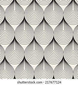 Seamless pattern. Stylish monochrome ornament. Geometric background with scales. Vector repeating texture