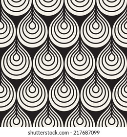 Seamless pattern. Stylish monochrome ornament. Geometric background with scales. Vector repeating texture