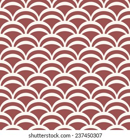 Seamless pattern. Stylish monochrome ornament. Geometric background with arches. Vector repeating texture. Contrast ornament in trendy color Marsala