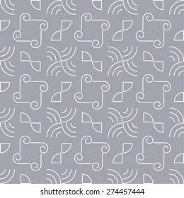 Seamless pattern. Stylish ornamental texture. Repeating monogram lines, spiral elements, circular elements. Backdrop. Web. Vector element of graphic design for your project