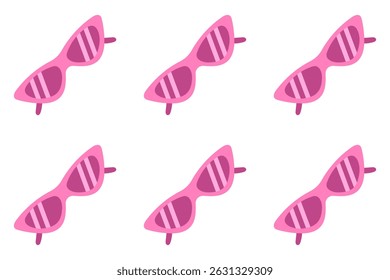 Seamless pattern of stylish pink cat-eye sunglasses on a transparent background. Fun and trendy summer design for apparel, packaging, and digital projects.

