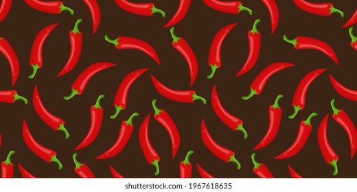 Seamless pattern with stylish red hot chili peppers on background for fabric, clothes, tablecloth and other things