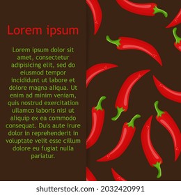 Seamless pattern with stylish red hot chili peppers on background for fabric, textile, clothes, tablecloth and other things. Vector image. 