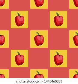 Seamless pattern with stylish red peppers for fabric, textile, clothes, tablecloth and other things. Vector image. 