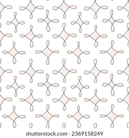 Seamless pattern, stylish rhombus, hand-drawn curls, vector