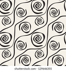 Seamless pattern with stylish spiral curls. Vector repeating texture