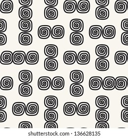 Seamless pattern with stylish spiral curls. Vector repeating texture