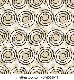 Seamless pattern with stylish spiral curls. Vector repeating texture