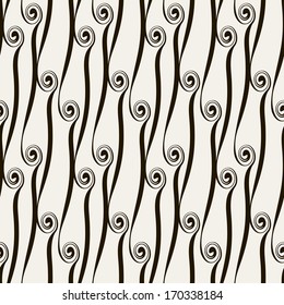 Seamless pattern with stylish spiral curls. Vector repeating texture