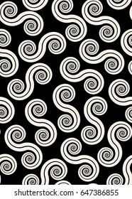 Seamless pattern with stylish spiral curls. Vector repeating texture