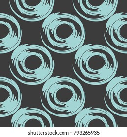 Seamless pattern. Stylish texture of black and blue circles. Vector repeating background