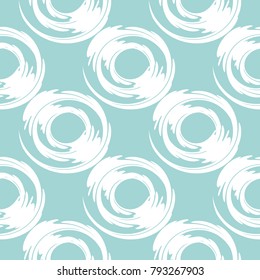 Seamless pattern. Stylish texture of blue and white circles. Vector repeating background