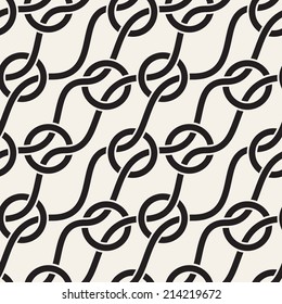 Seamless pattern. Stylish texture with interlacing stripes and rings. Vector repeating background