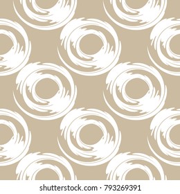 Seamless pattern. Stylish texture of light brown and white circles. Vector repeating background