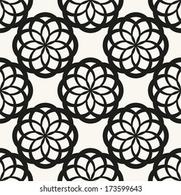 Seamless pattern. Stylish texture with ornate circles. Vector repeating background
