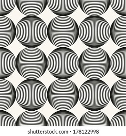 Seamless pattern. Stylish texture with vertical striped circles. Vector repeating background
