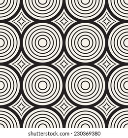 Seamless pattern. Stylish texture with vertical striped circles. Vector repeating background