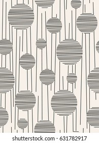Seamless pattern. Stylish texture with vertical striped circles. Vector repeating background