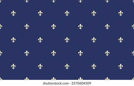 Seamless pattern stylish in tile royalty. Swatch french as gothic elegance. Textile material to aged textured. Coat monarchy on stencil lily.