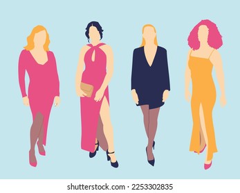 Seamless pattern of stylish women