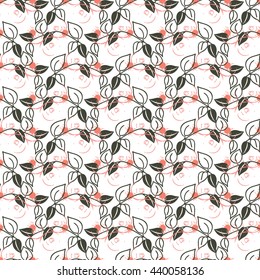 seamless pattern with stylization branches of peach. Vector illustration for textile - pillow, t-shirts, towels, cushions, covers, your print designs, wallpapers, banners, backgrounds, packaging