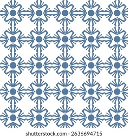 Seamless pattern of stylized abstract flowers collected in a bouquet in pastel blue tones