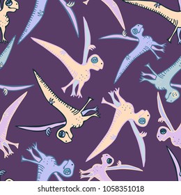 Seamless pattern with stylized ancient animals.Hand-drawn,scanned and translated into a vector.Can be used for printing on wrapping paper,wallpaper,gift wrapping,accessories for phones,textiles.