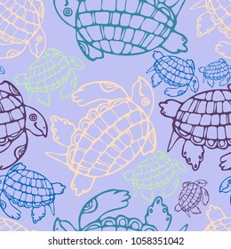 Seamless pattern with stylized ancient animals.Hand-drawn,scanned and translated into a vector.Can be used for printing on wrapping paper,wallpaper,gift wrapping,accessories for phones,textiles.