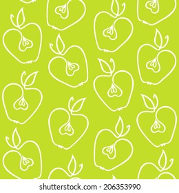 Seamless pattern of stylized apple halves