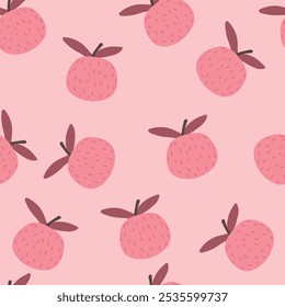 Seamless pattern with stylized apples. Vector illustration.