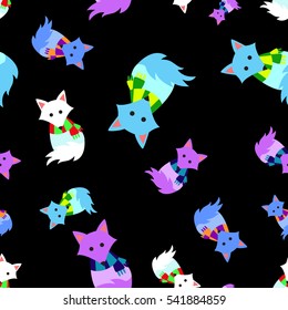 Seamless pattern of stylized arctic foxes