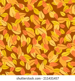 Seamless pattern of stylized autumn leaves