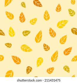 Seamless pattern of stylized autumn leaves