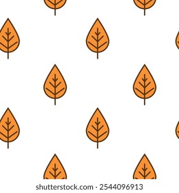 Padrão contínuo de folhas de outono estilizadas em tons de laranja.